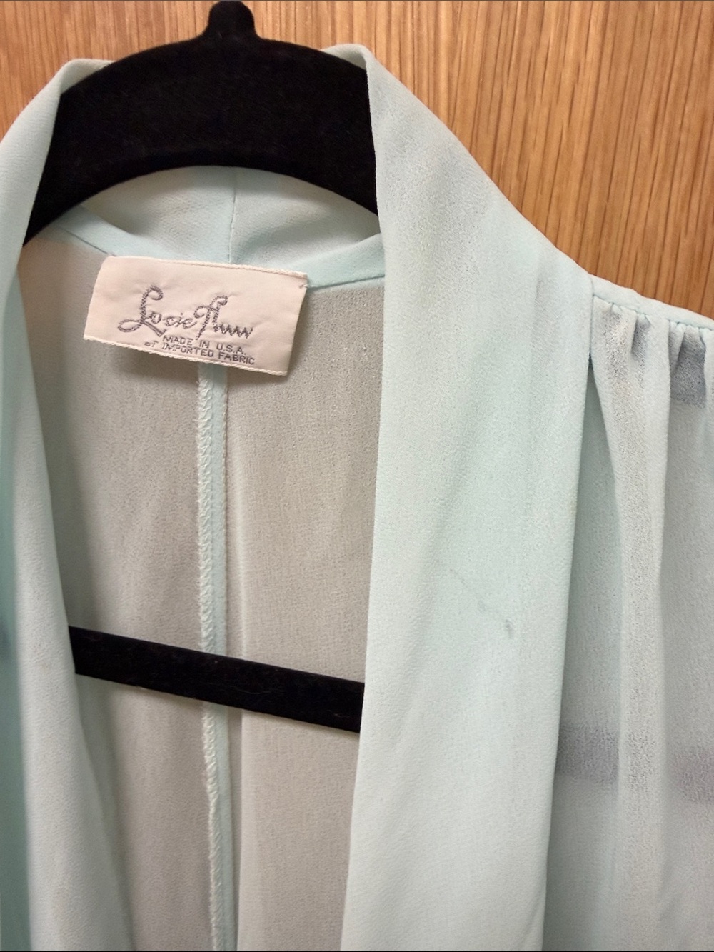 Light Blue Sheer Long Flowing Duster Robe Vintage 70s/80s Bridgerton Aesthetic - Picture 11 of 11